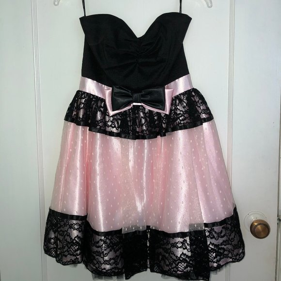 Jessica McClintock Short Pink and Black Dress - Picture 1 of 3